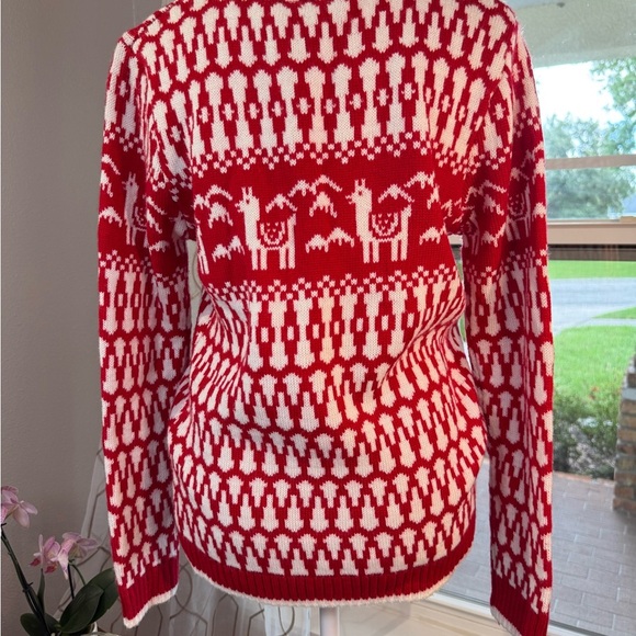 Joyland Cozy Red Ugly Christmas Sweater with Llama Design Party Attire - Picture 4 of 5
